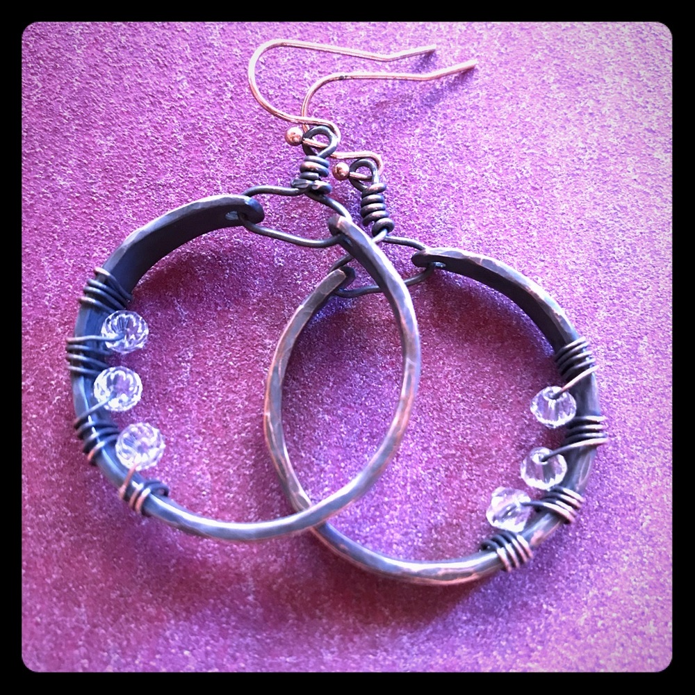 COPY - Handmade hammered copper earrings